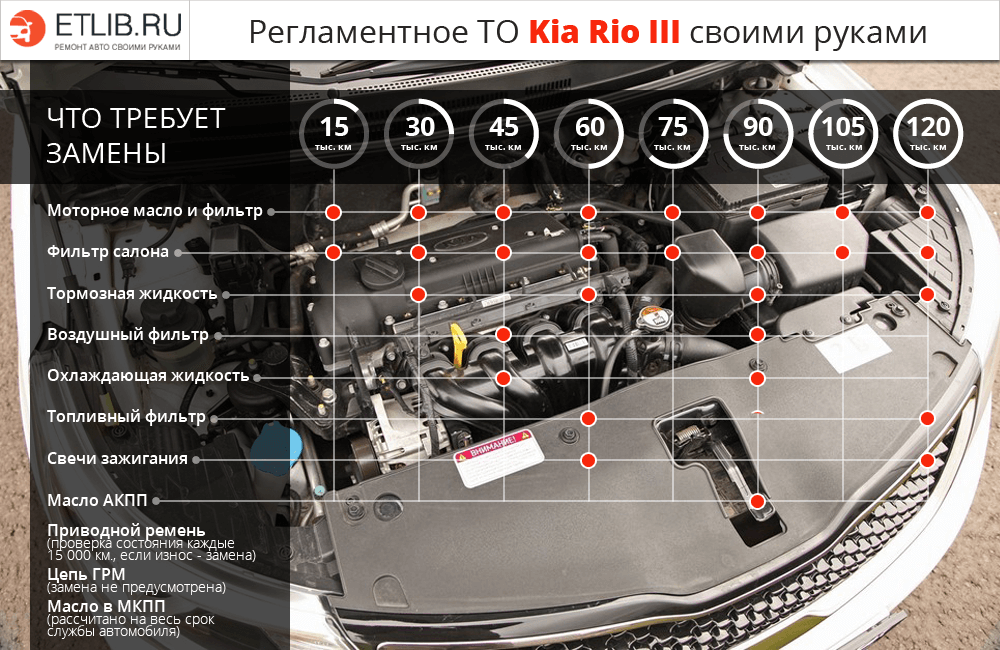Регламент ТО Кіа Ріо 3